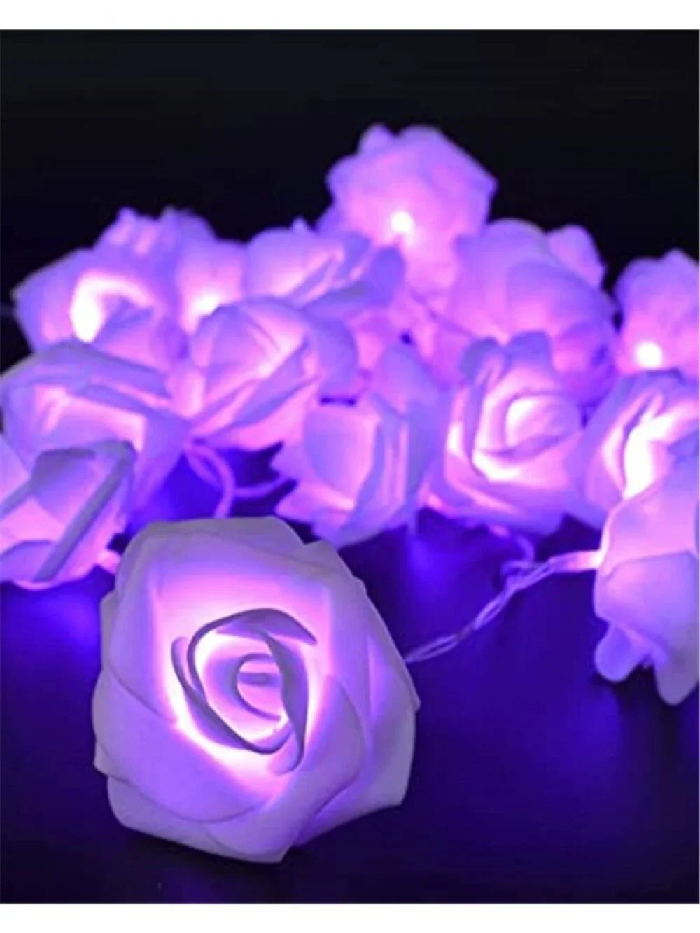 Purple Rose String Lights LED Battery Fairy Lights Valentines Bedroom Decor